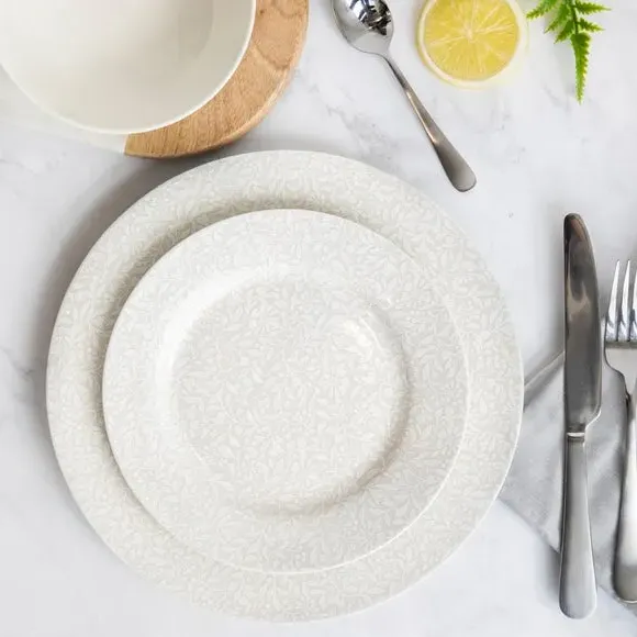 12-Piece Dinner Set - Light Grey, Bone China
