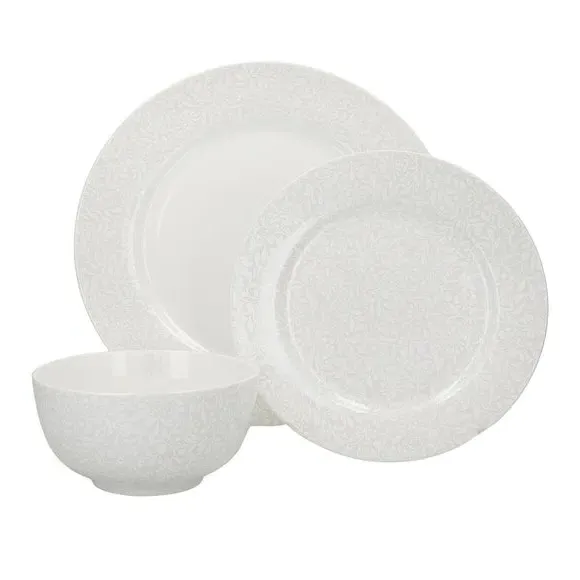 12-Piece Dinner Set - Light Grey, Bone China image