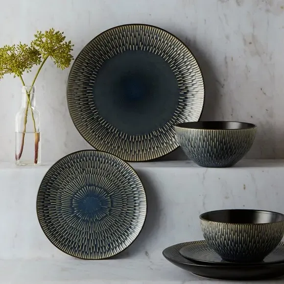 12-Piece Dinner Set Reactive Glaze - Blue image