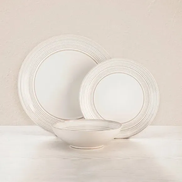 12-Piece Dinner Set Ripple Design - White