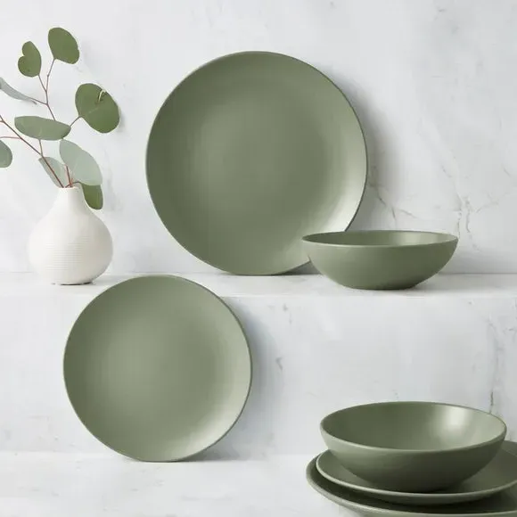 12-Piece Dinner Set - Sage, Stoneware