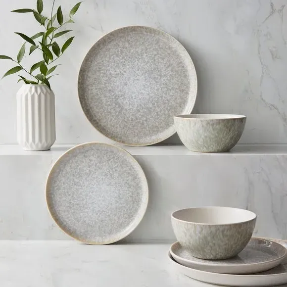 12-Piece Dinner Set Speckle Design - Grey, Ceramic image