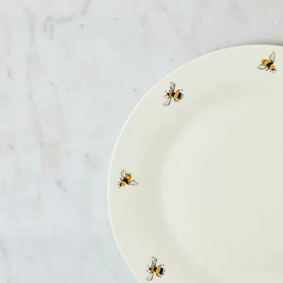12-Piece Dinner Set with Bee Design - White