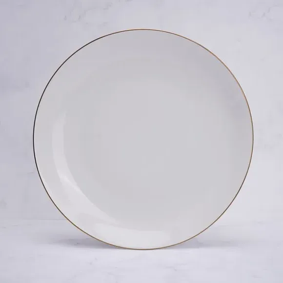 12 Piece Dinner Set with Gold Band - White