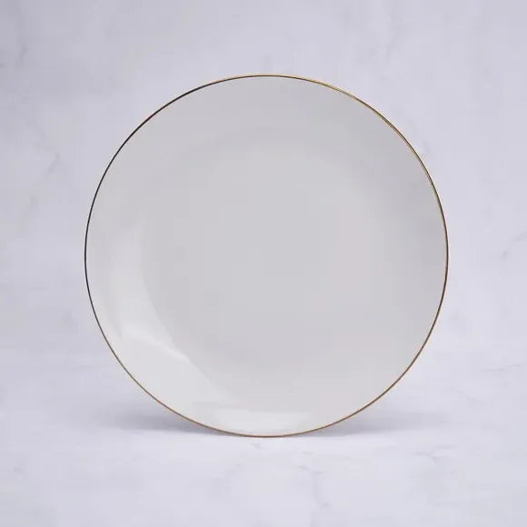 12 Piece Dinner Set with Gold Band - White
