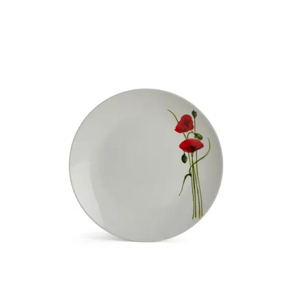 12-Piece Dinner Set with Poppy Design - White