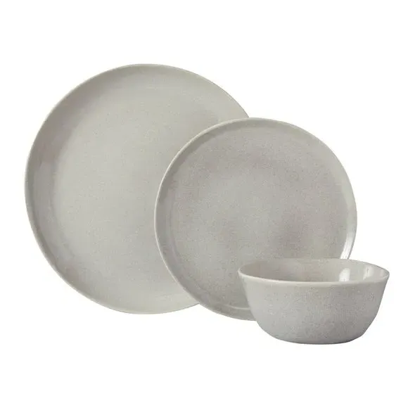 12-Piece Dinner Set with Reactive Glaze - Grey