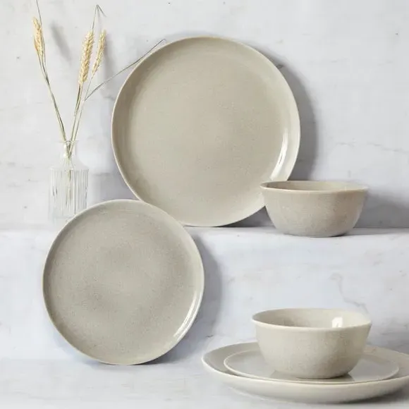 12-Piece Dinner Set with Reactive Glaze - Grey image