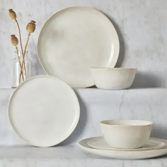 12-Piece Dinner Set with Reactive Glaze - White