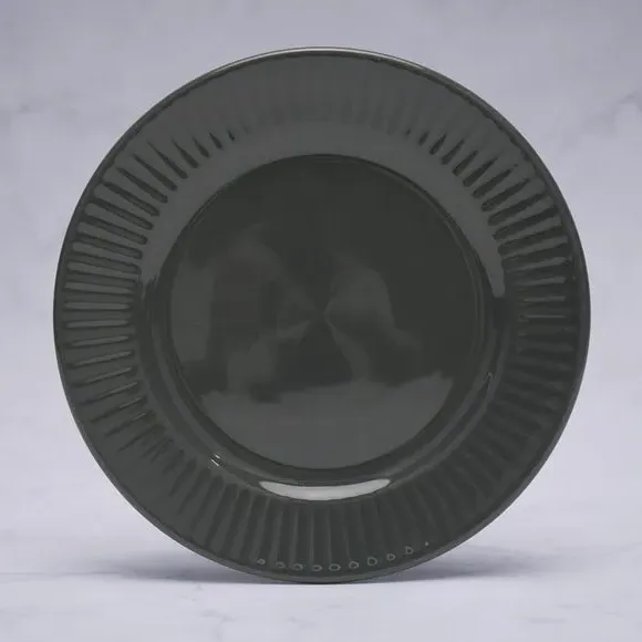 12-Piece Dinner Set with Ribbed Edge - Charcoal