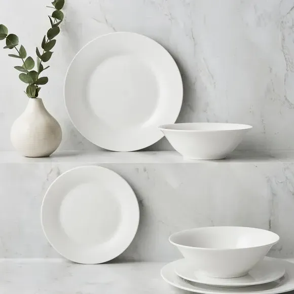 12-Piece Dinner Set with Rim Design - White image