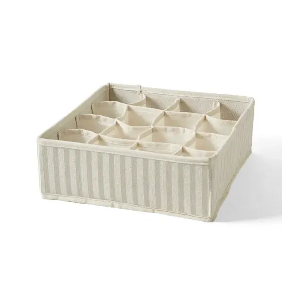 16-Section Drawer Organiser - Mushroom, Fabric