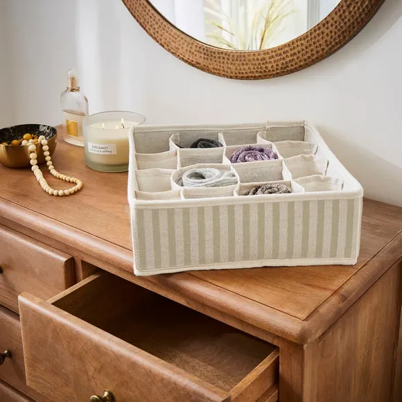 16-Section Drawer Organiser - Mushroom, Fabric image
