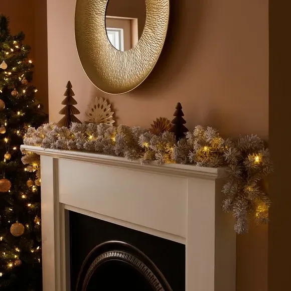 1.8m LED Garland with Flocked Tinsel - Champagne image