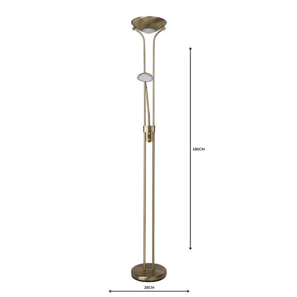 2-Arm Floor Lamp with LED - Brass