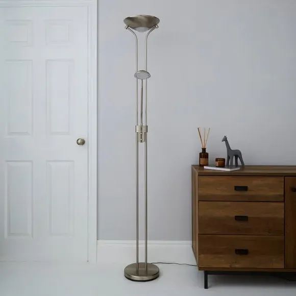 2-Arm Floor Lamp with LED - Chrome