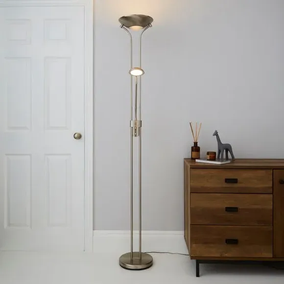 2-Arm Floor Lamp with LED - Chrome