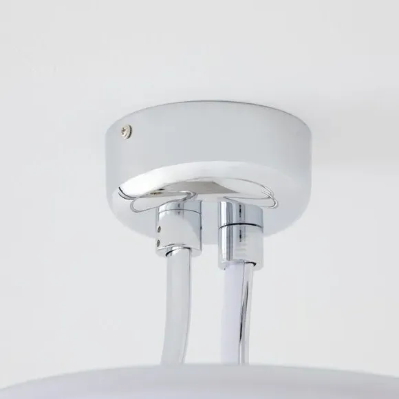 2-Arm Semi Flush Ceiling Light - Silver, Chrome
