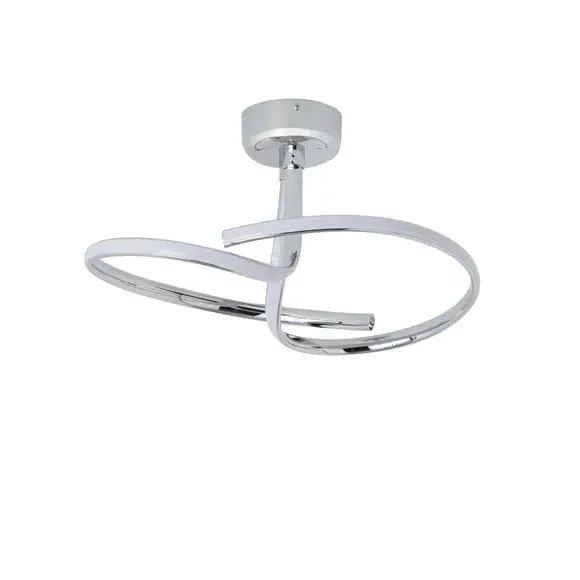 2-Arm Semi Flush Ceiling Light - Silver, Chrome