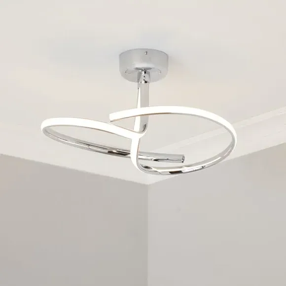 2-Arm Semi Flush Ceiling Light - Silver, Chrome image