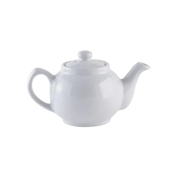 2 Cup Teapot with Non-Drip Spout - White, Stoneware