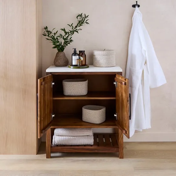 2-Door Bathroom Cabinet - Brown, Acacia Wood