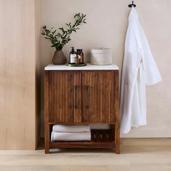 2-Door Bathroom Cabinet - Brown, Acacia Wood image