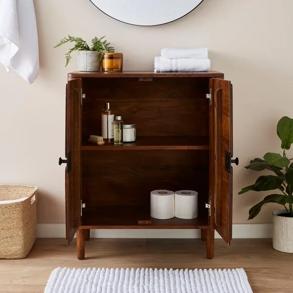 2-Door Bathroom Cabinet with Storage - Brown, Acacia
