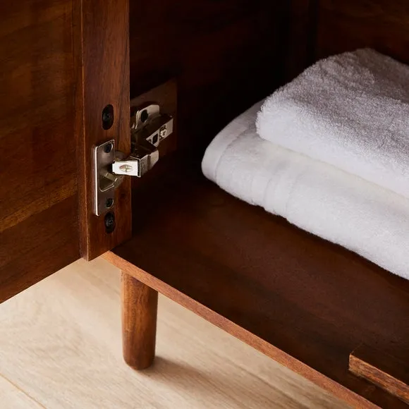 2-Door Bathroom Cabinet with Storage - Brown, Acacia