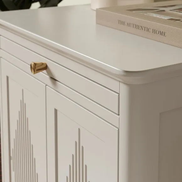 2-Door Bedside Table with Shelf - Stone, Wood