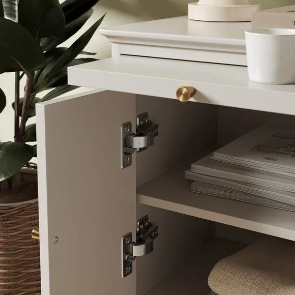 2-Door Bedside Table with Shelf - Stone, Wood