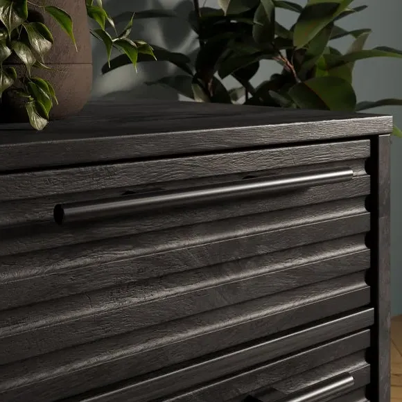 2-Drawer Bedside Table - Black, Mango Wood