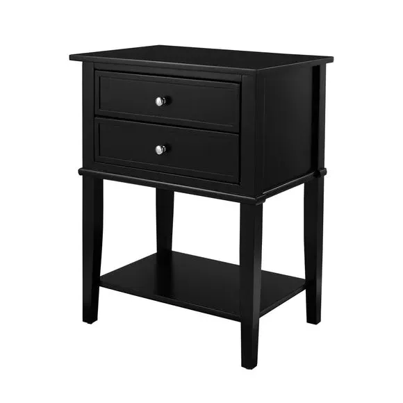 2-Drawer Bedside Table - Black, MDF image
