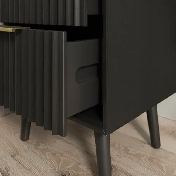 2-Drawer Bedside Table - Black, Wood