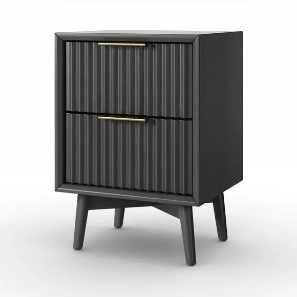 2-Drawer Bedside Table - Black, Wood