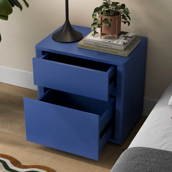 2-Drawer Bedside Table - Blue, Oak