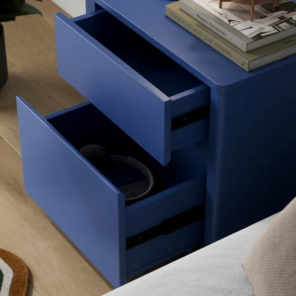 2-Drawer Bedside Table - Blue, Oak