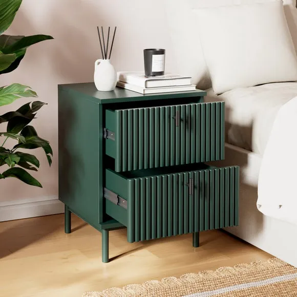 2-Drawer Bedside Table - Bottle Green
