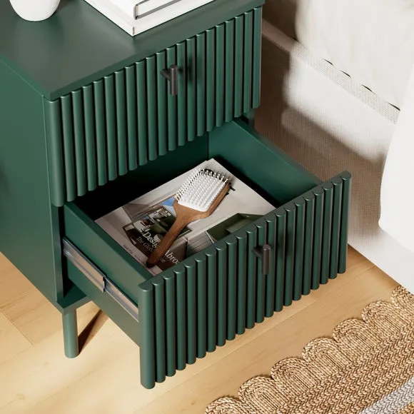 2-Drawer Bedside Table - Bottle Green