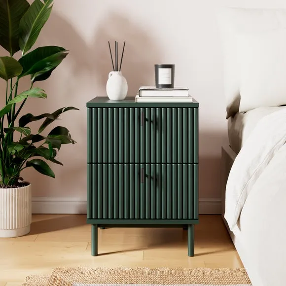 2-Drawer Bedside Table - Bottle Green