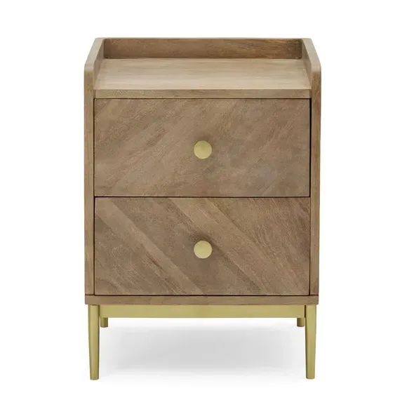 2-Drawer Bedside Table - Brown, Mango Wood image