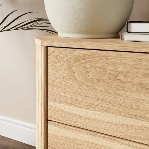 2-Drawer Bedside Table Curved - Oak Effect