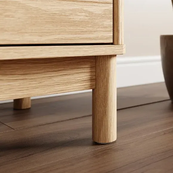 2-Drawer Bedside Table Curved - Oak Effect