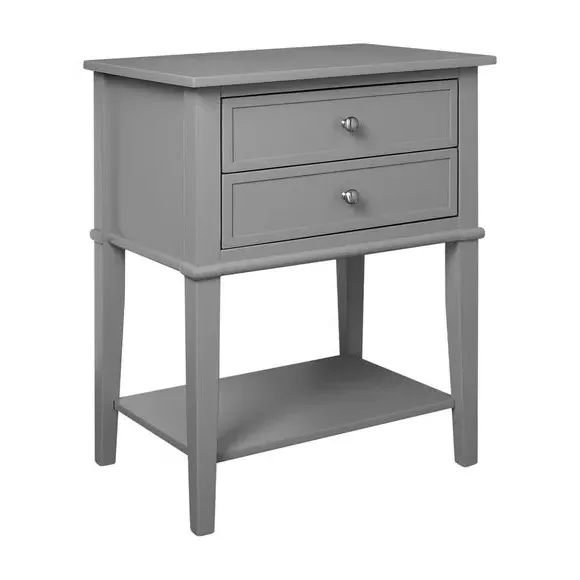2-Drawer Bedside Table - Grey, MDF