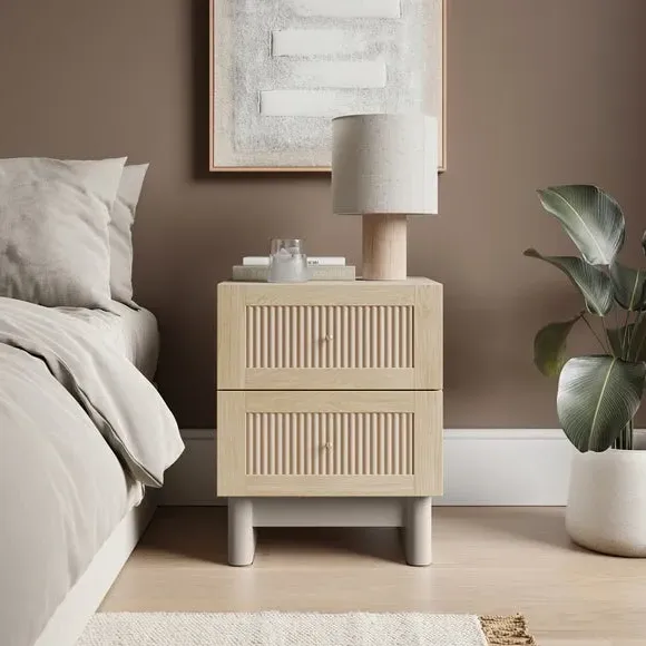 2 Drawer Bedside Table - Light Oak Effect image