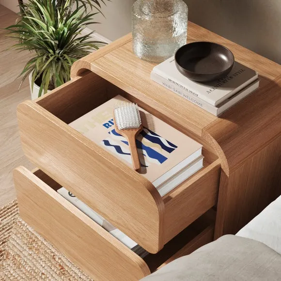 2-Drawer Bedside Table - Light Oak, Oak