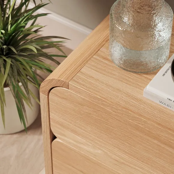 2-Drawer Bedside Table - Light Oak, Oak