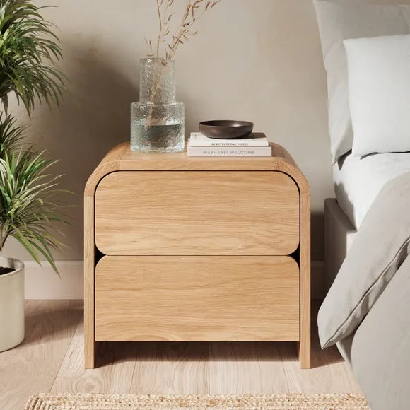 2-Drawer Bedside Table - Light Oak, Oak image