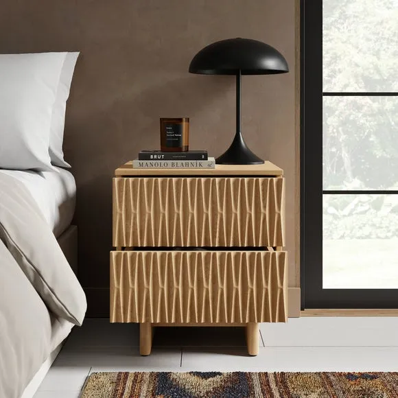 2 Drawer Bedside Table - Light Oak, Wood