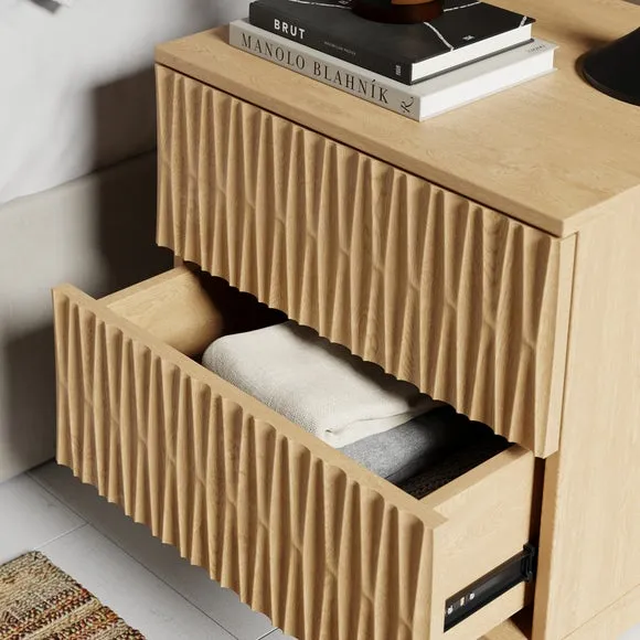 2 Drawer Bedside Table - Light Oak, Wood